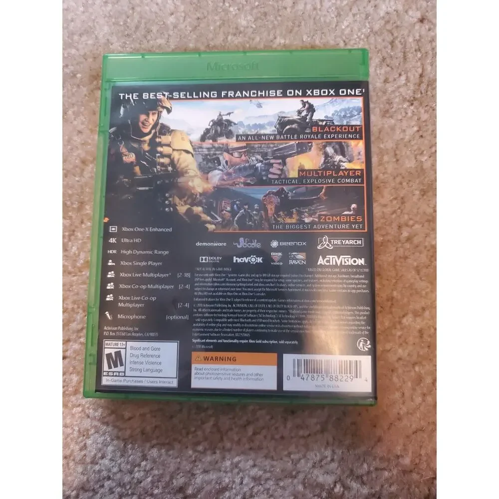 Call of Duty Black Ops 4 (Microsoft Xbox One, 2018) Tested And Working EUC